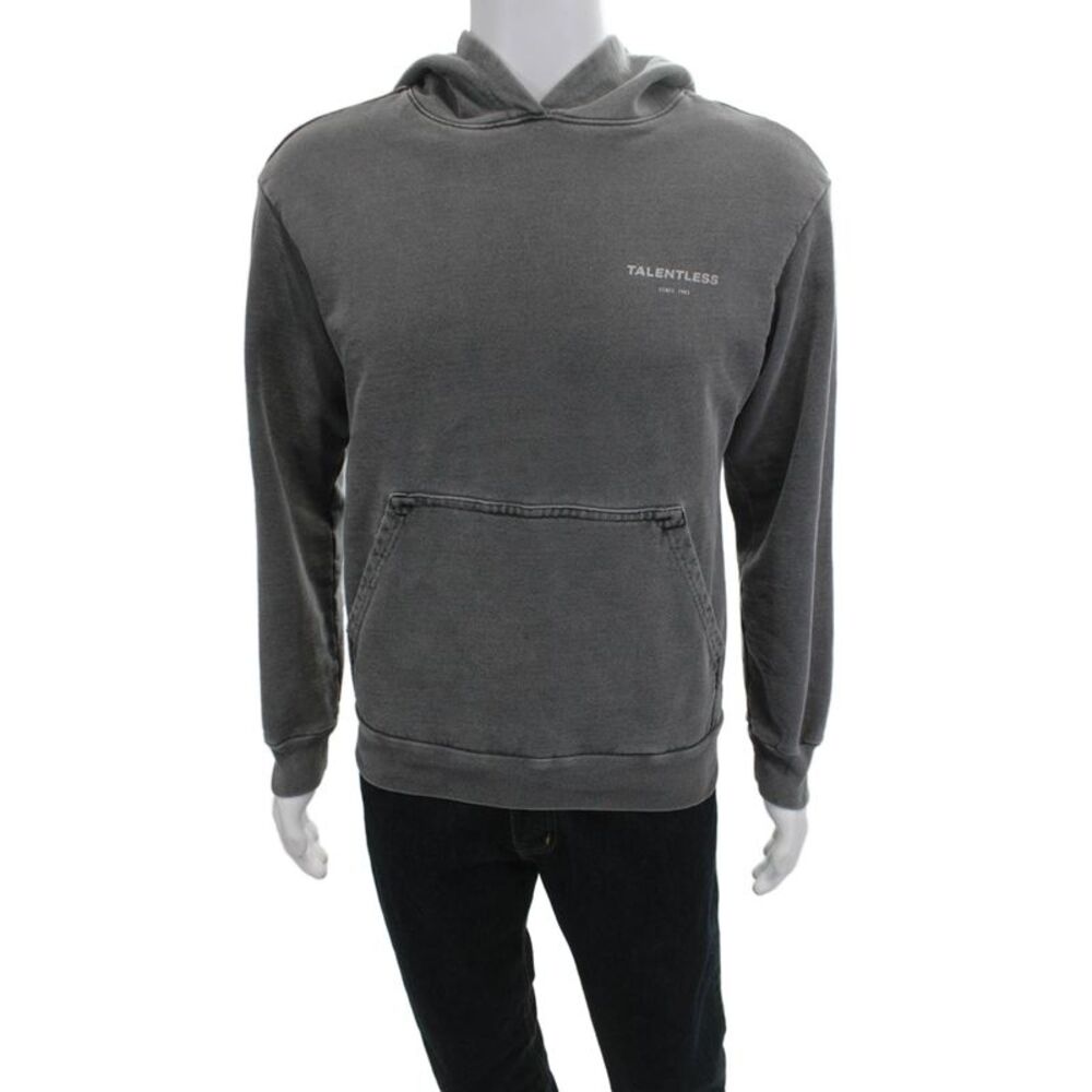 Talentless Mens Pullover Hoodie Dark Gray Graphic Cotton Blend 90s Size XS